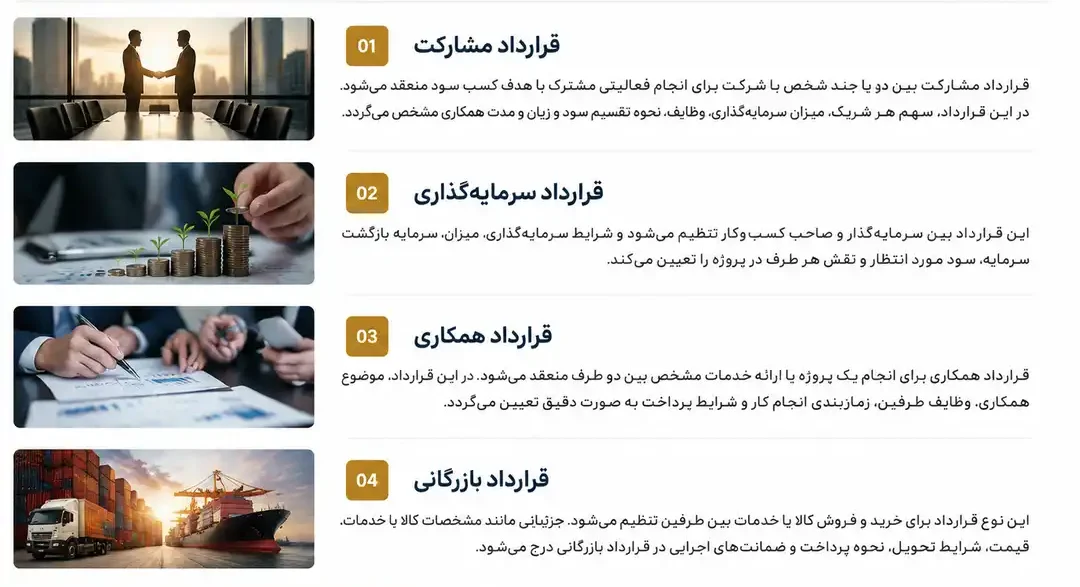انواع قراردادهای مهم برای کسب و کارها