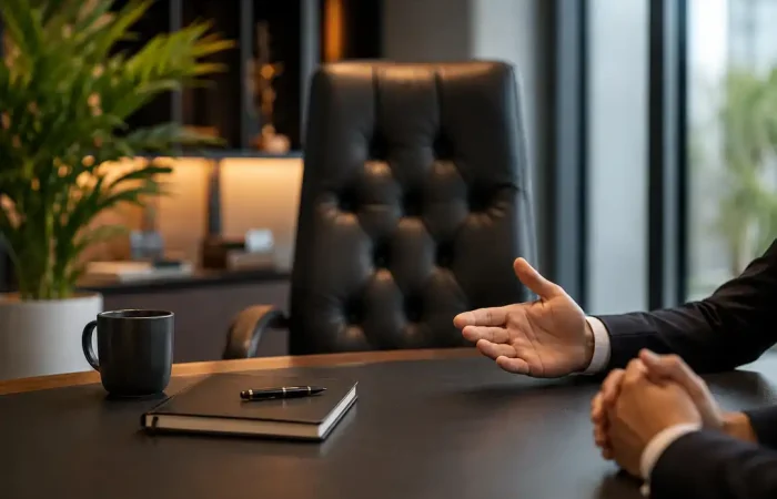 جلسه کوچینگ کسب‌وکار و گفت‌وگوی حرفه‌ای بین کوچ و مدیر